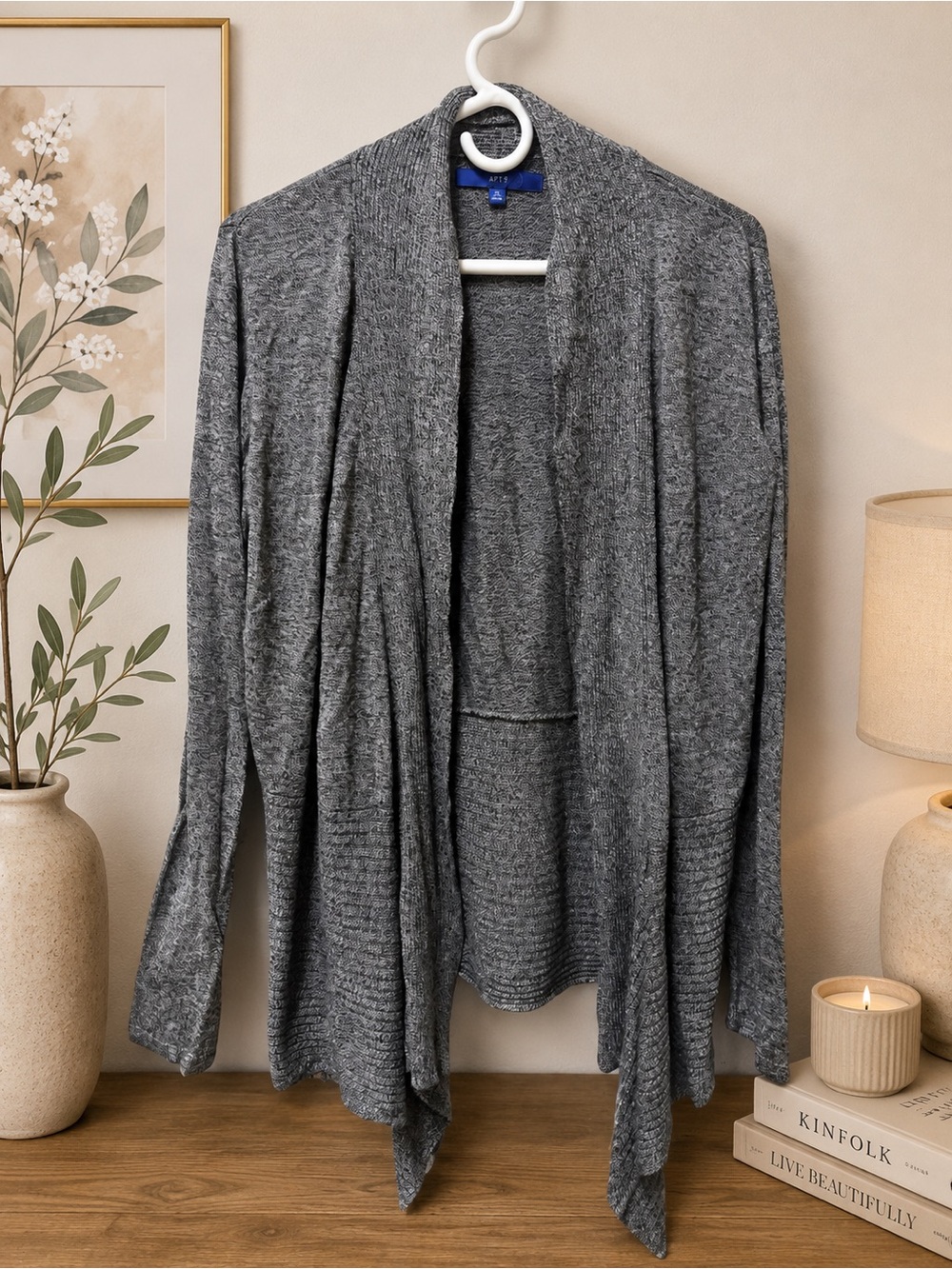 Cozy Open-Front Gray Apt. 9 Cardigan XL